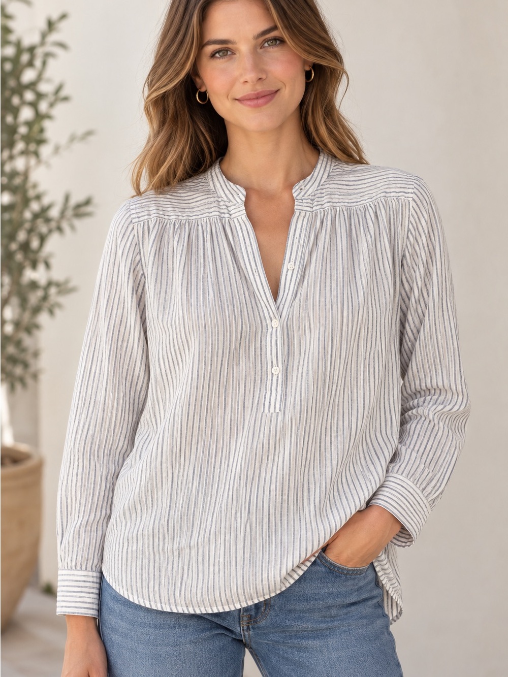 NILI LOTAN Clarys Striped Pullover Top